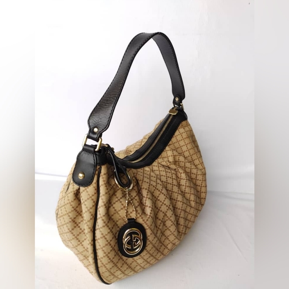 Gucci Sukey Diamante Canvas Hobo Bag Beige - Picture 3 of 12